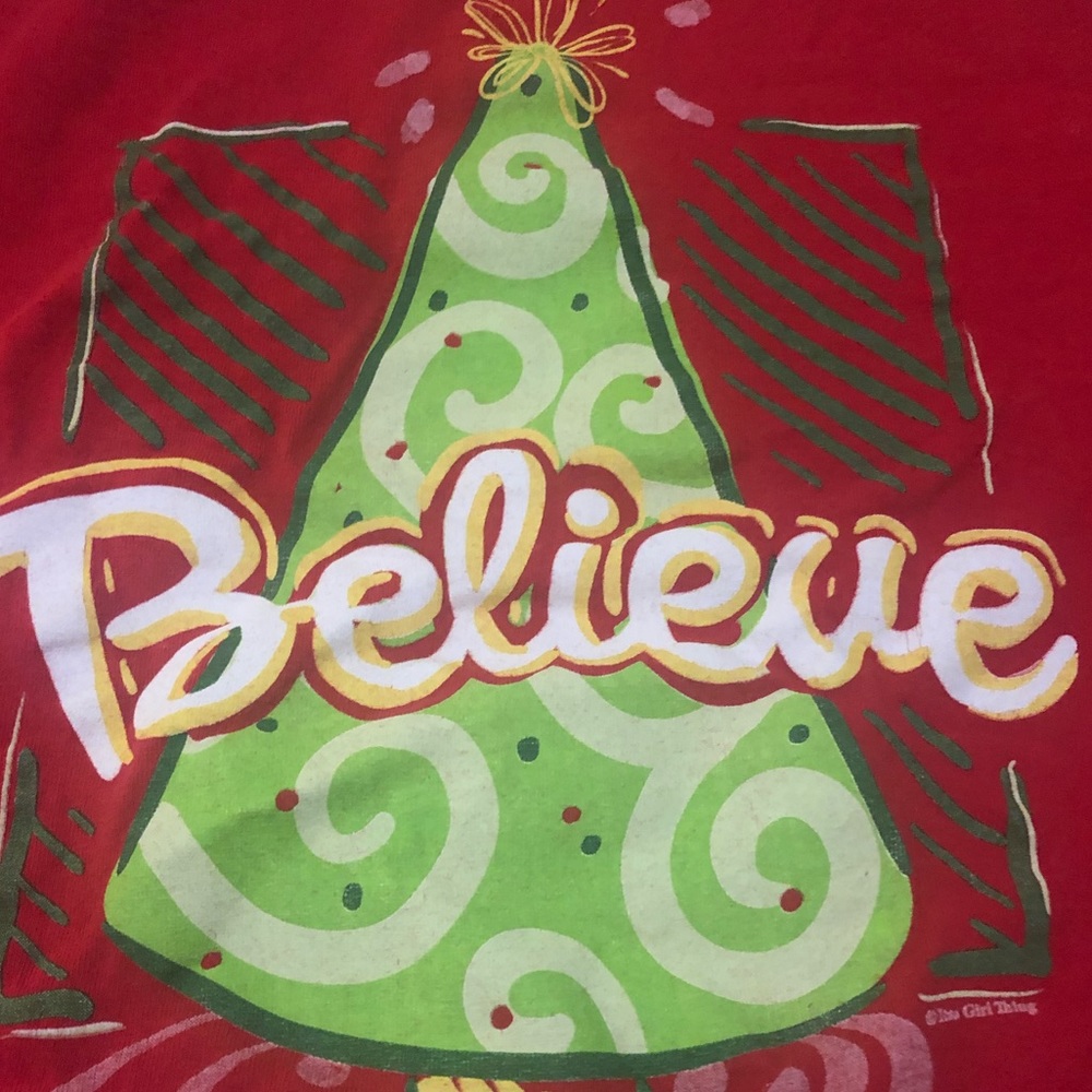 Believe Long Sleeve Red Christmas Shirt